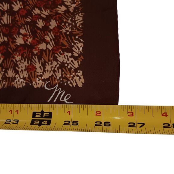 VTG Mr Emperor Square Scarf Brown Rust Tan Floral Botanical Abstract Italy 26x26 - Picture 9 of 13